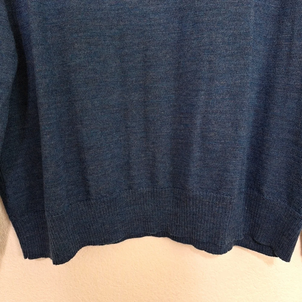 Calvin Klein Blue 100% Merino Wool Preppy Business Casual Knit Sweater Size XL